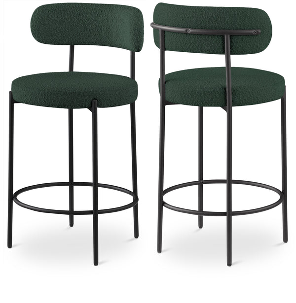 Beacon Green Boucle Fabric Stool