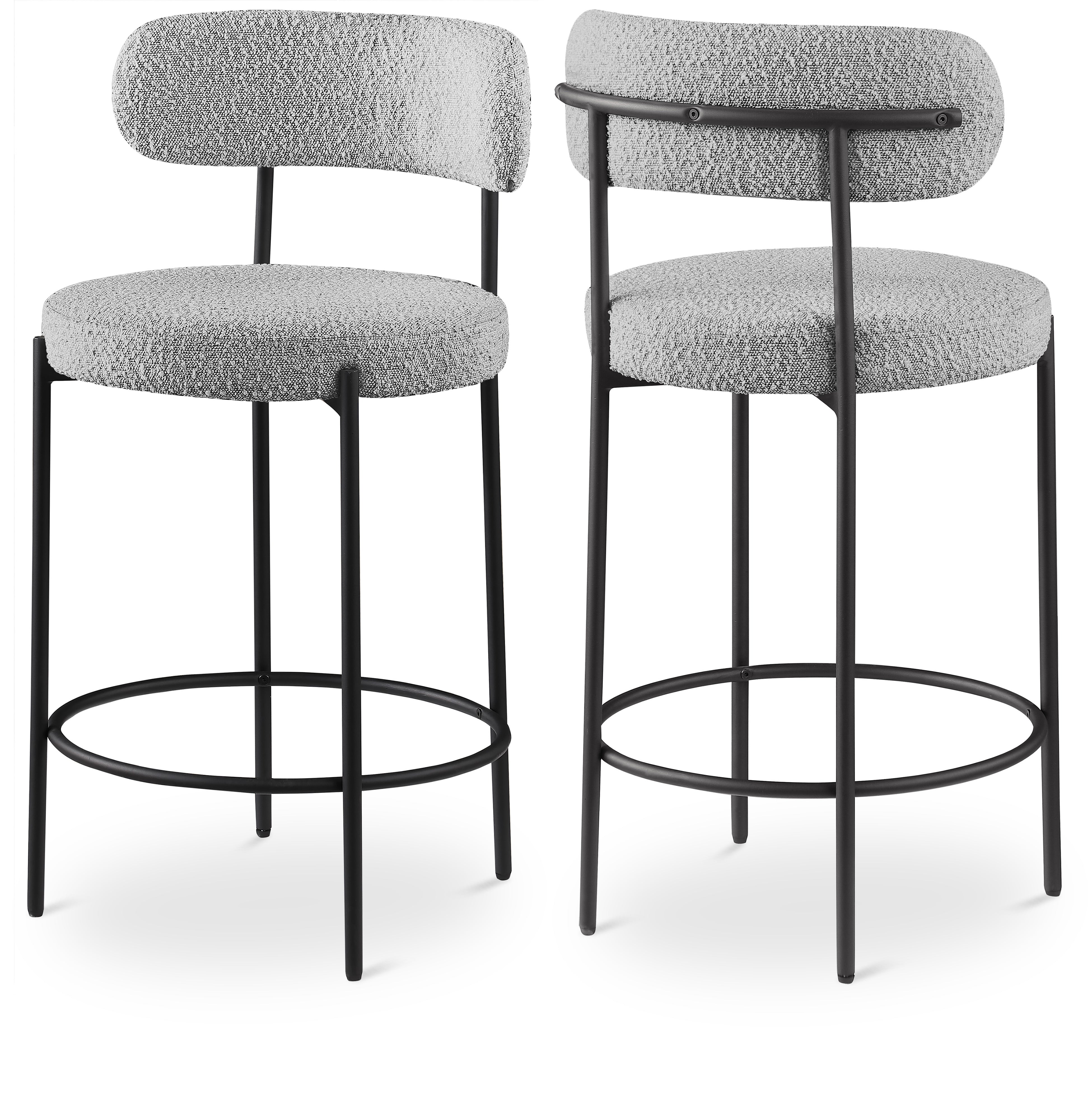 Beacon Grey Boucle Fabric Stool