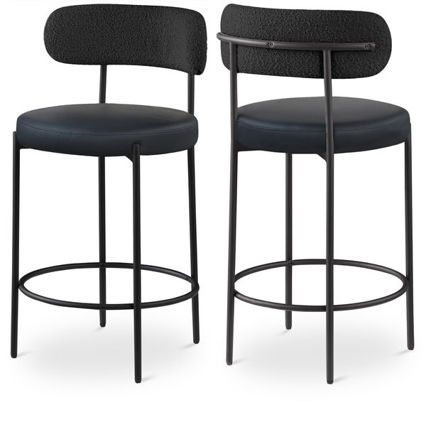 Beacon Black Vegan Leather Seat Stool