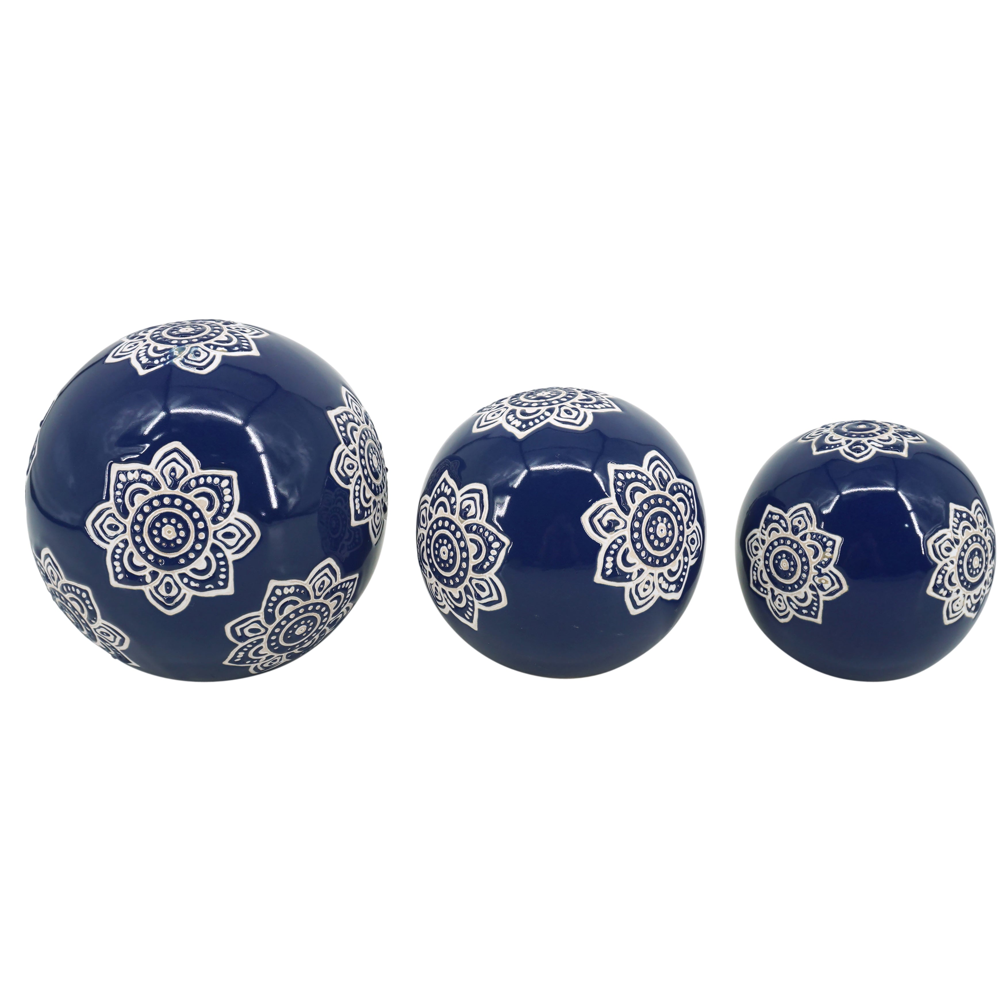 Cer, S/3 Chinoiserie Lotus Orbs, 4/5/6