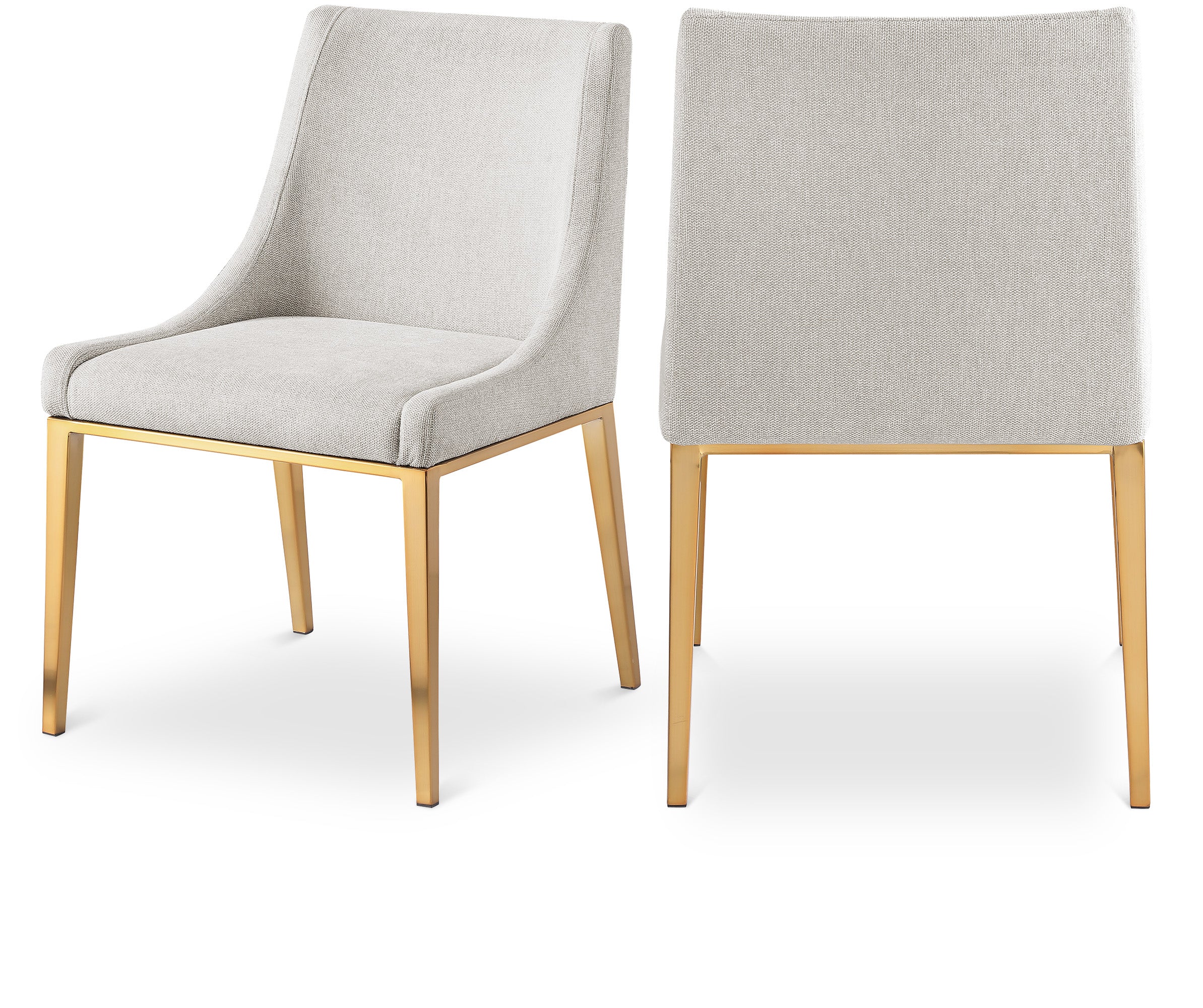 Haines Beige Linen Textured Polyester Fabric Dining Chair