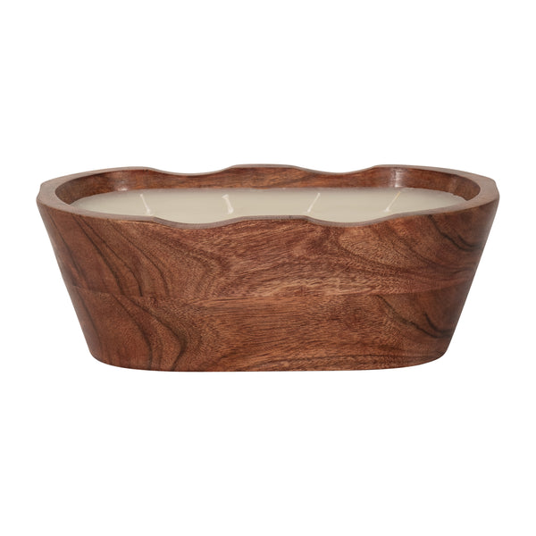 9" 19 Oz Vanilla Oval Bowl Candle, Natural