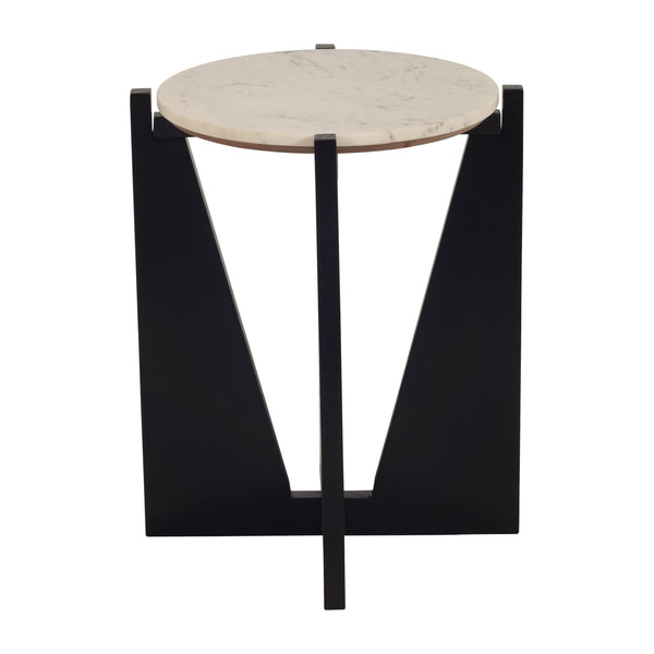 Wood/marble, 22" Modern Side Table, Black, Kd