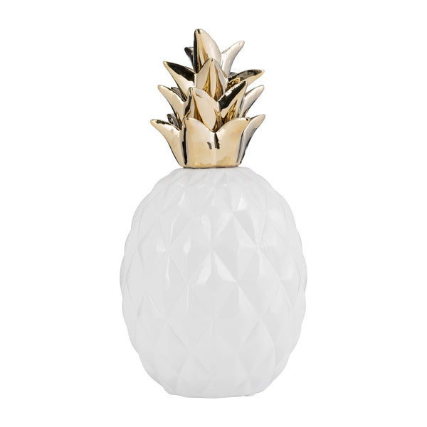 Cer, 13" Pineapple Deco, White