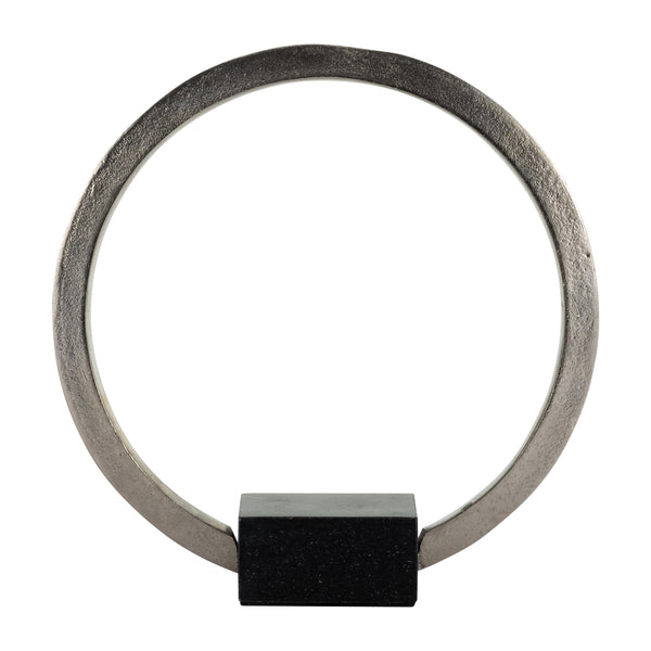 Metal,12",standing Ring W/base ,nickel/black