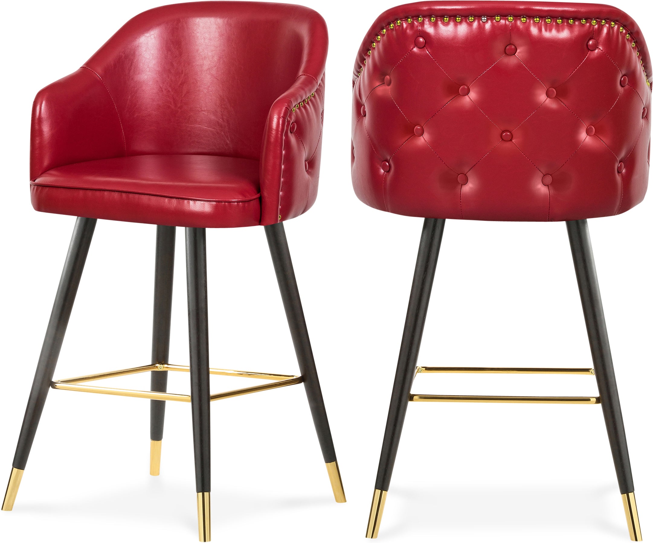 Barbosa Red Vegan Leather Counter/Bar Stool