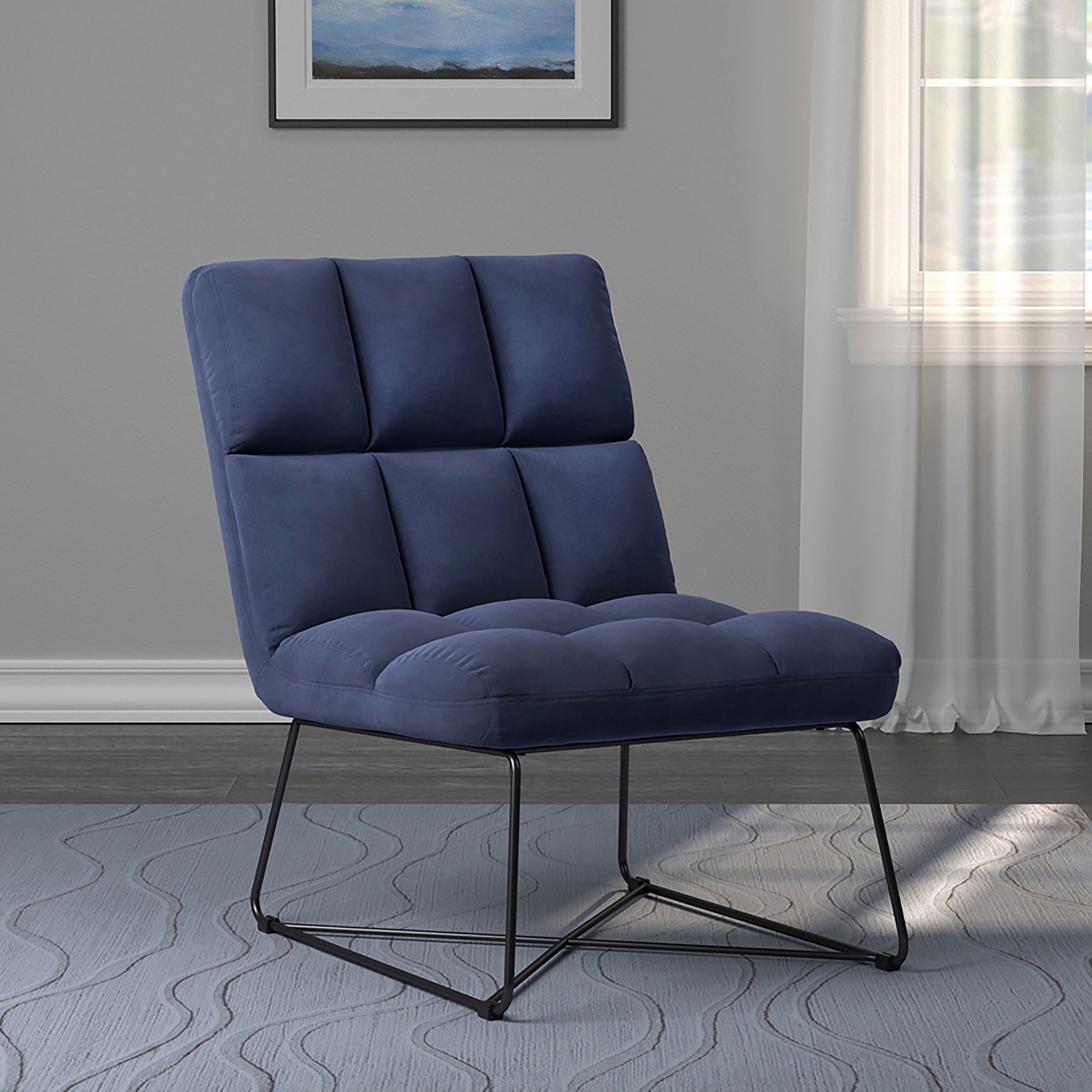 Lux Armless Upholstered Accent Chair Midnight Blue