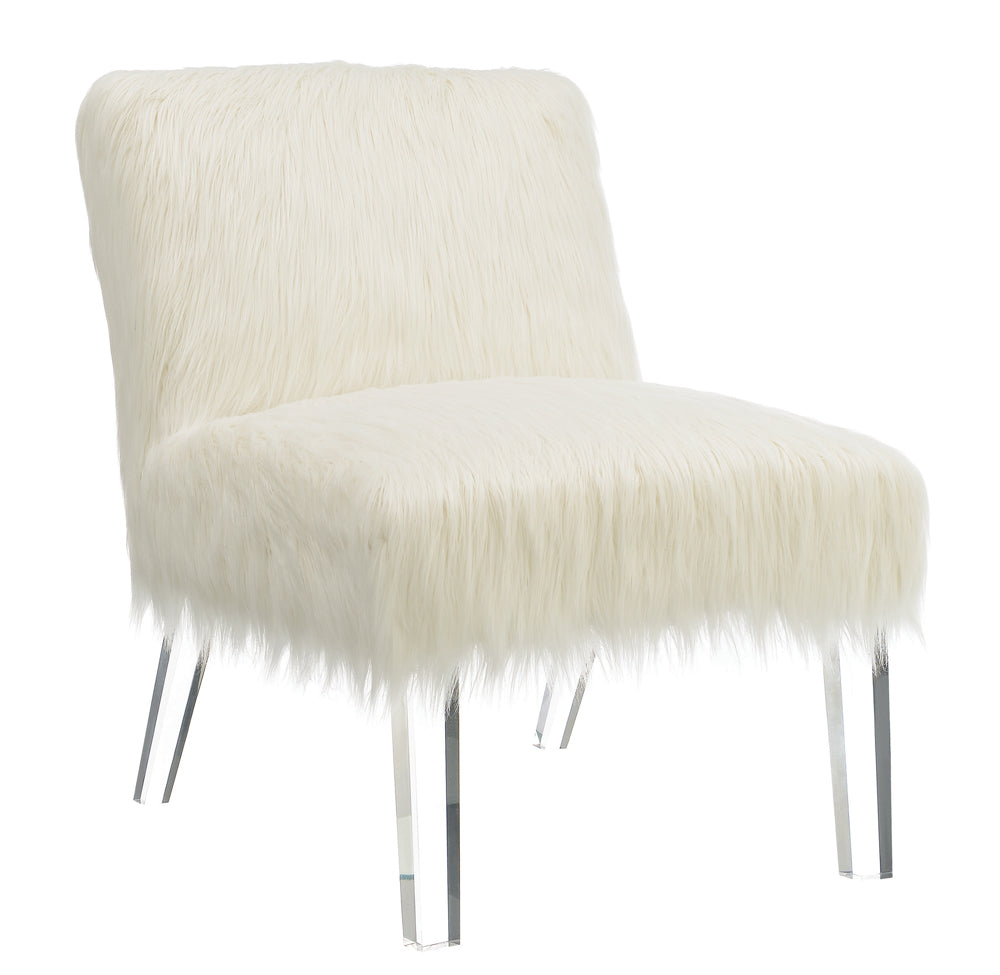 Faux Sheepskin Upholstered Accent Chair White