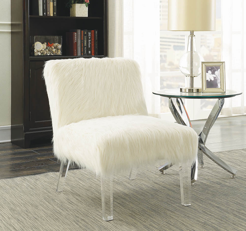 Faux Sheepskin Upholstered Accent Chair White