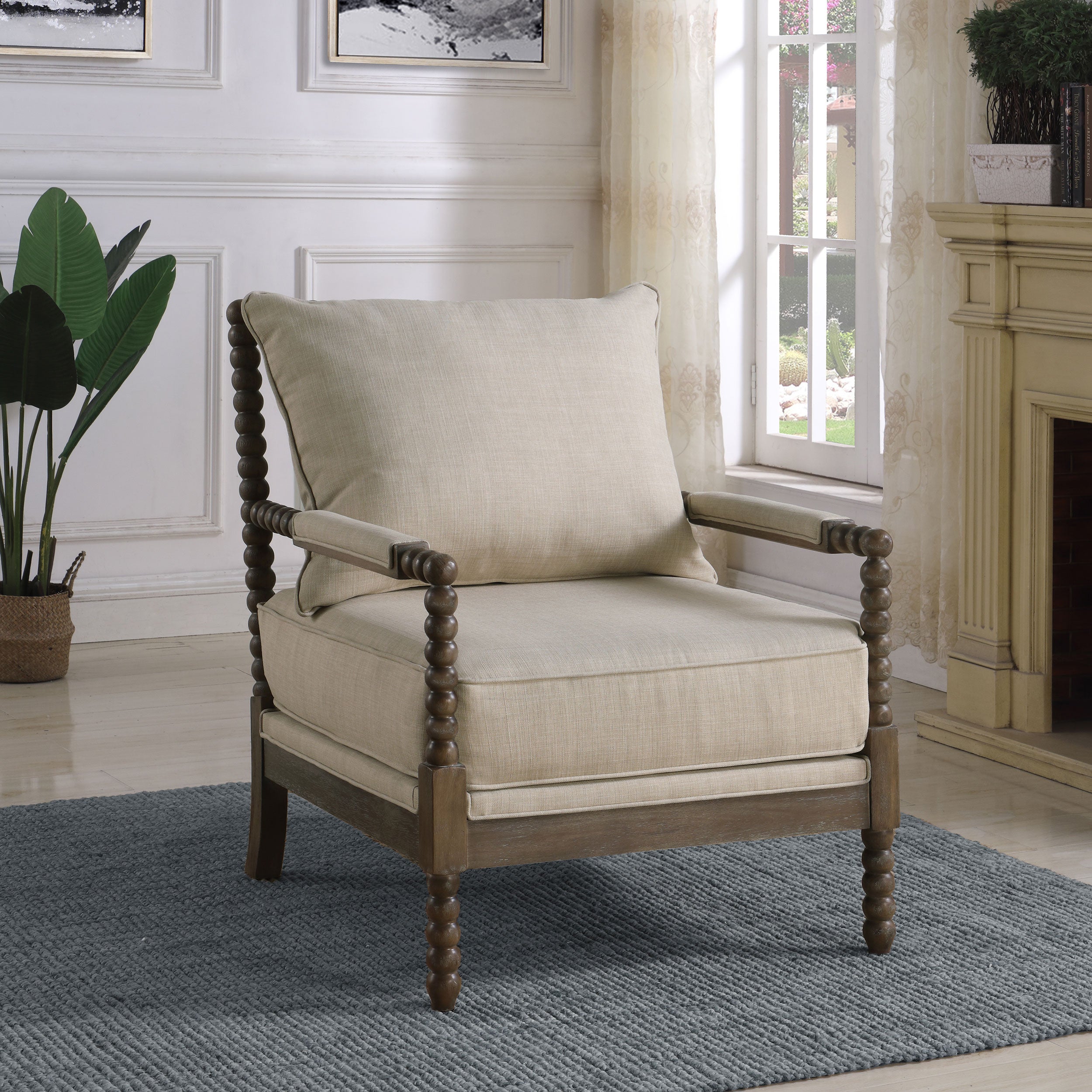 Blanchett Cushion Back Accent Chair Beige and Natural