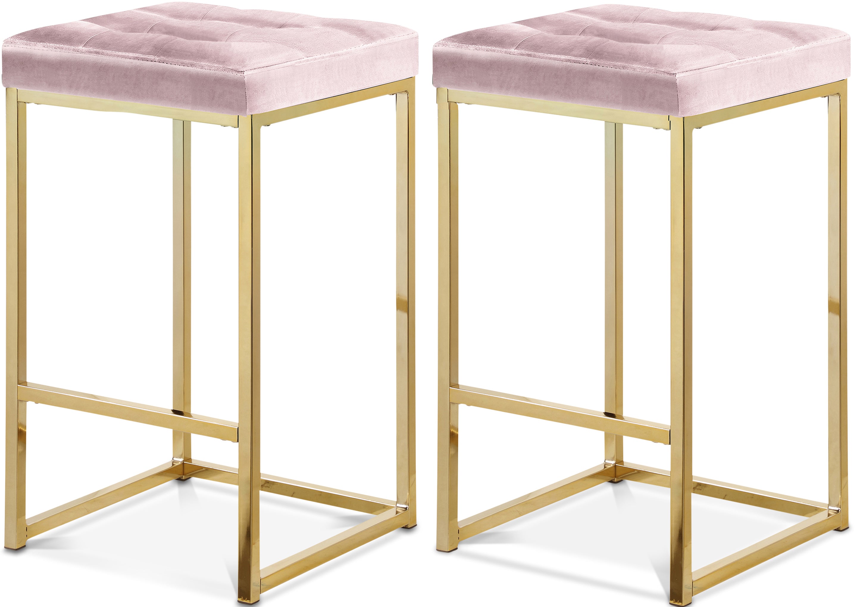 Nicola Pink Velvet Stool