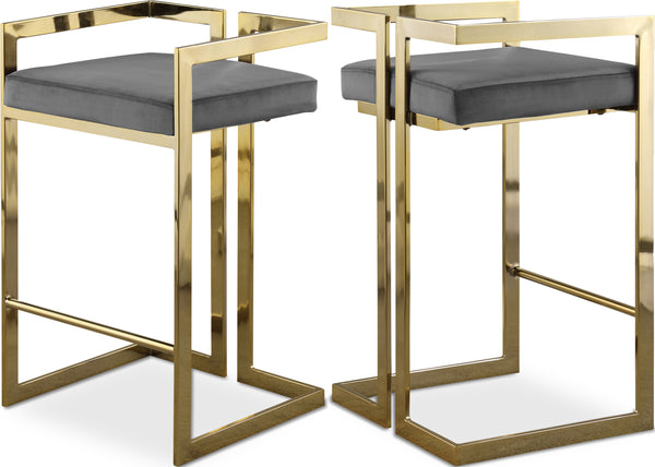 Ezra Grey Velvet Stool