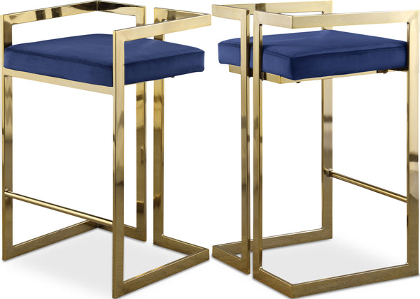 Ezra Navy Velvet Stool