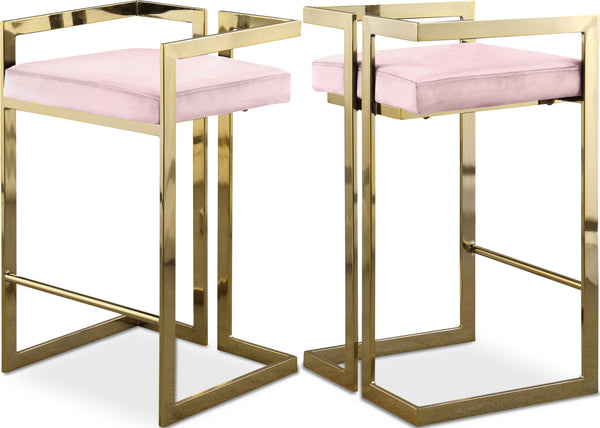 Ezra Pink Velvet Stool