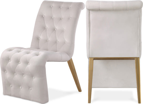 Curve Cream Velvet Dining Chair