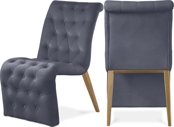 Curve Grey Velvet Dining Chair