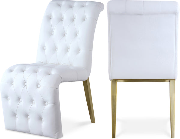 Curve White Vegan Leather Dining Chair