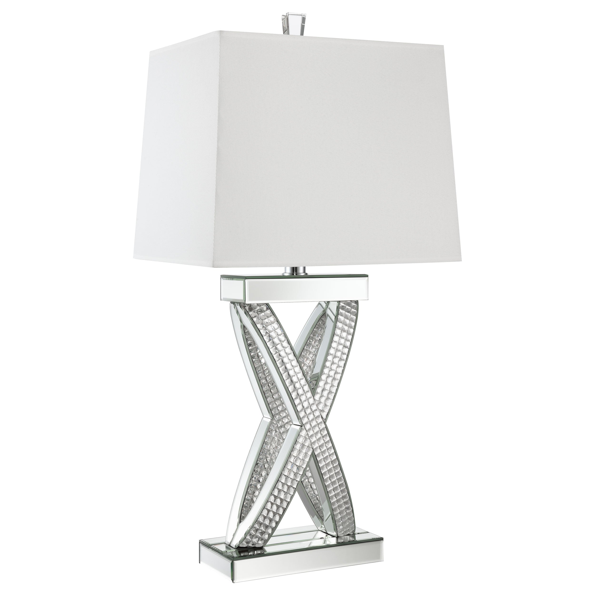 Dominick Table Lamp with Rectange Shade White and Mirror