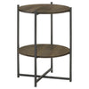 Axel Round Accent Table with Open Shelf Natural and Gunmetal