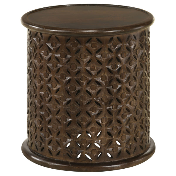 Krish 18-inch Round Accent Table Dark Brown