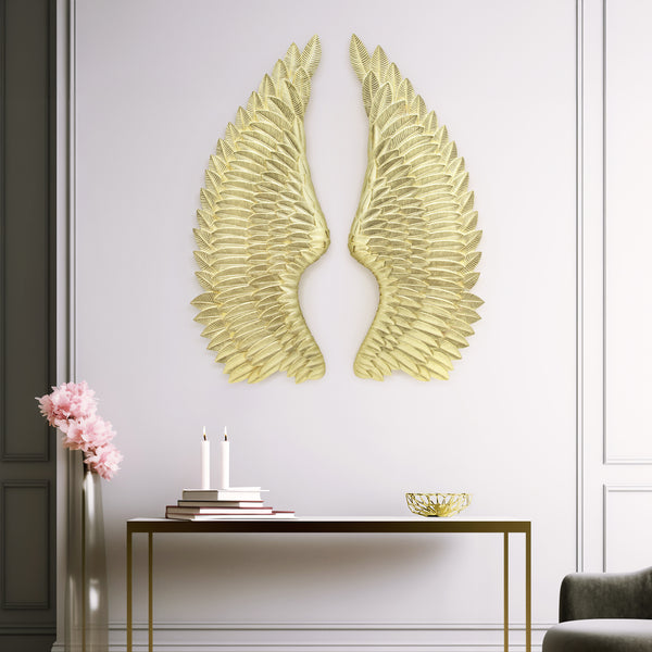 Resin S/2 Angel Wings Wall Accent, Gold
