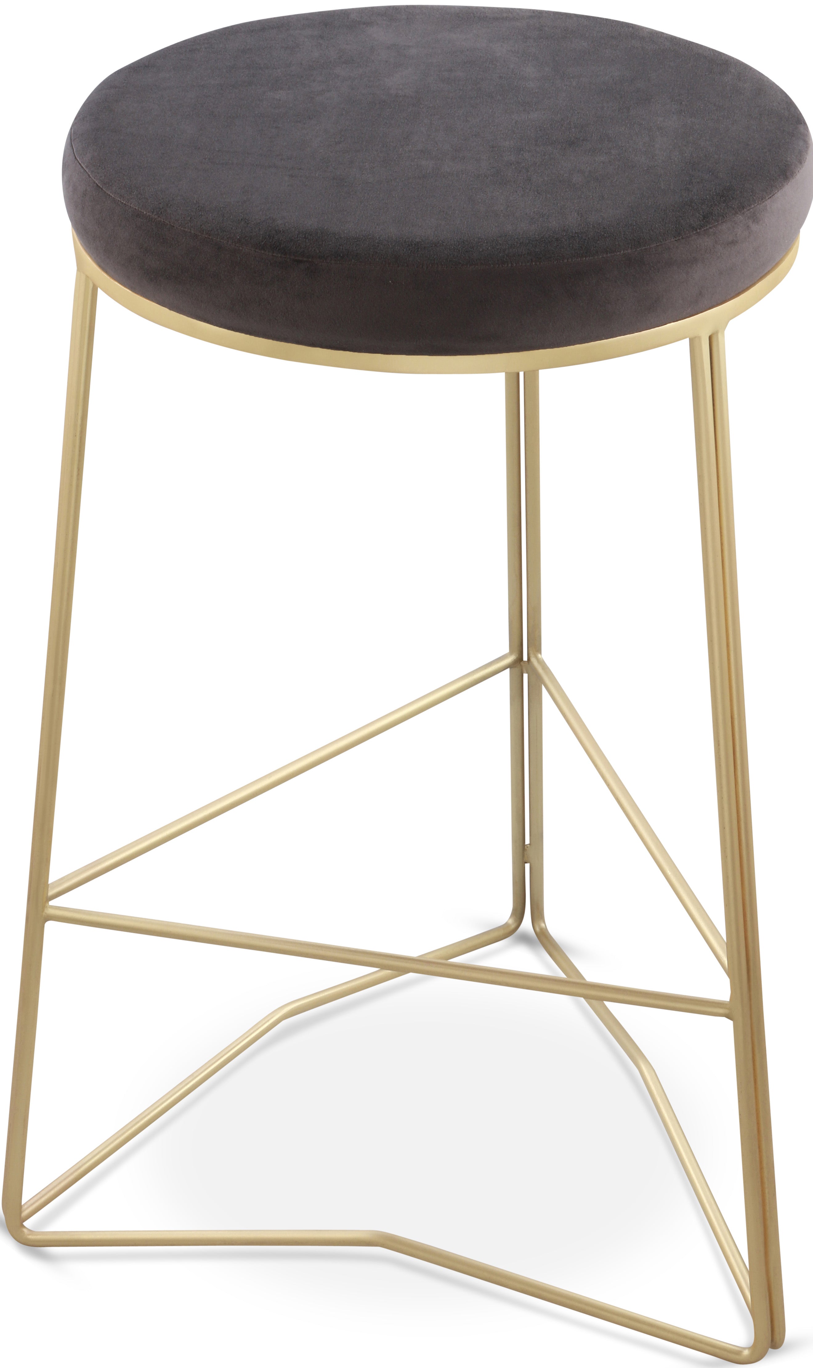 Tres Grey Velvet Counter Stool