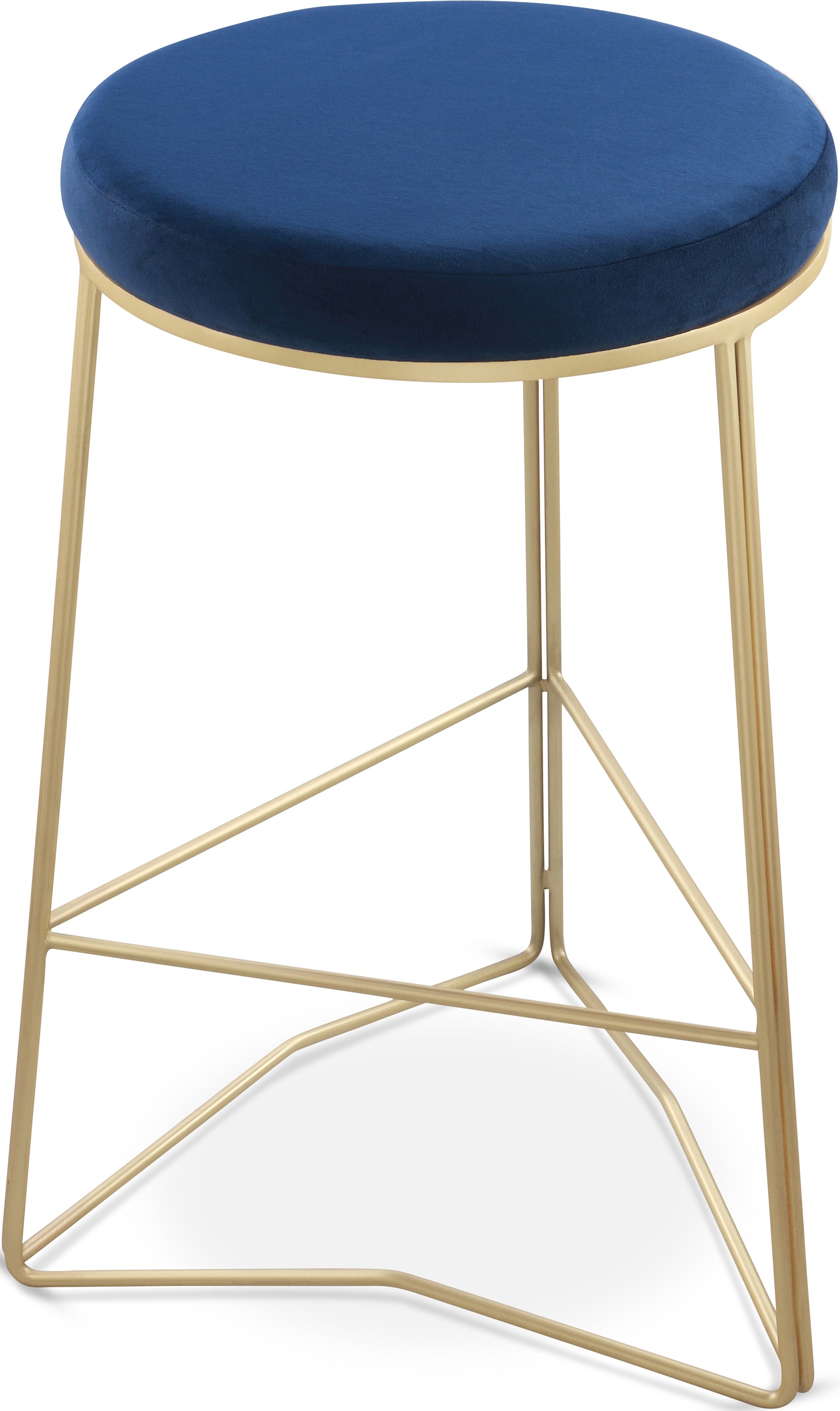 Tres Navy Velvet Counter Stool