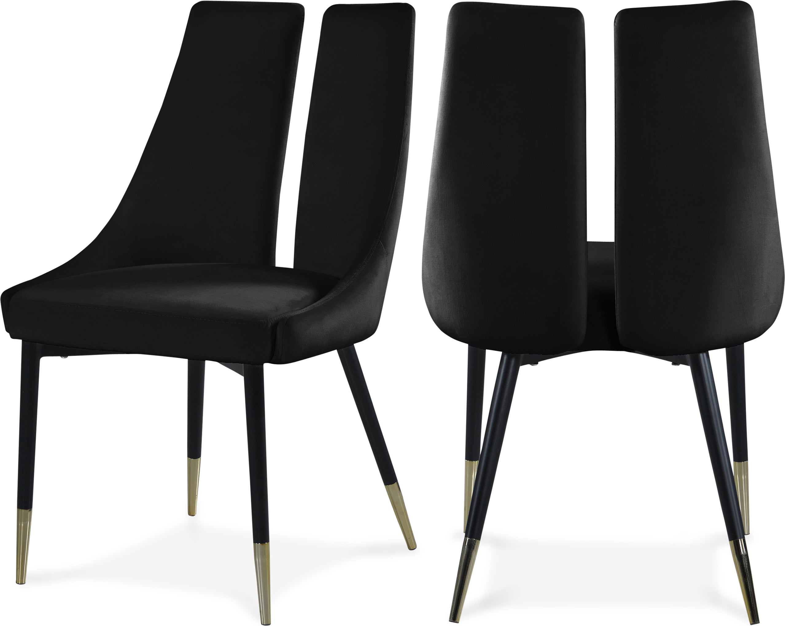 Sleek Black Velvet Dining Chair