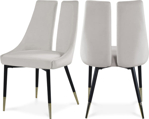 Sleek Cream Velvet Dining Chair