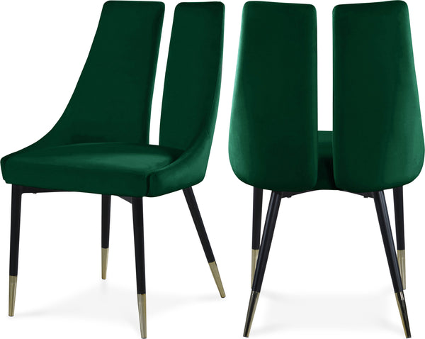 Sleek Green Velvet Dining Chair