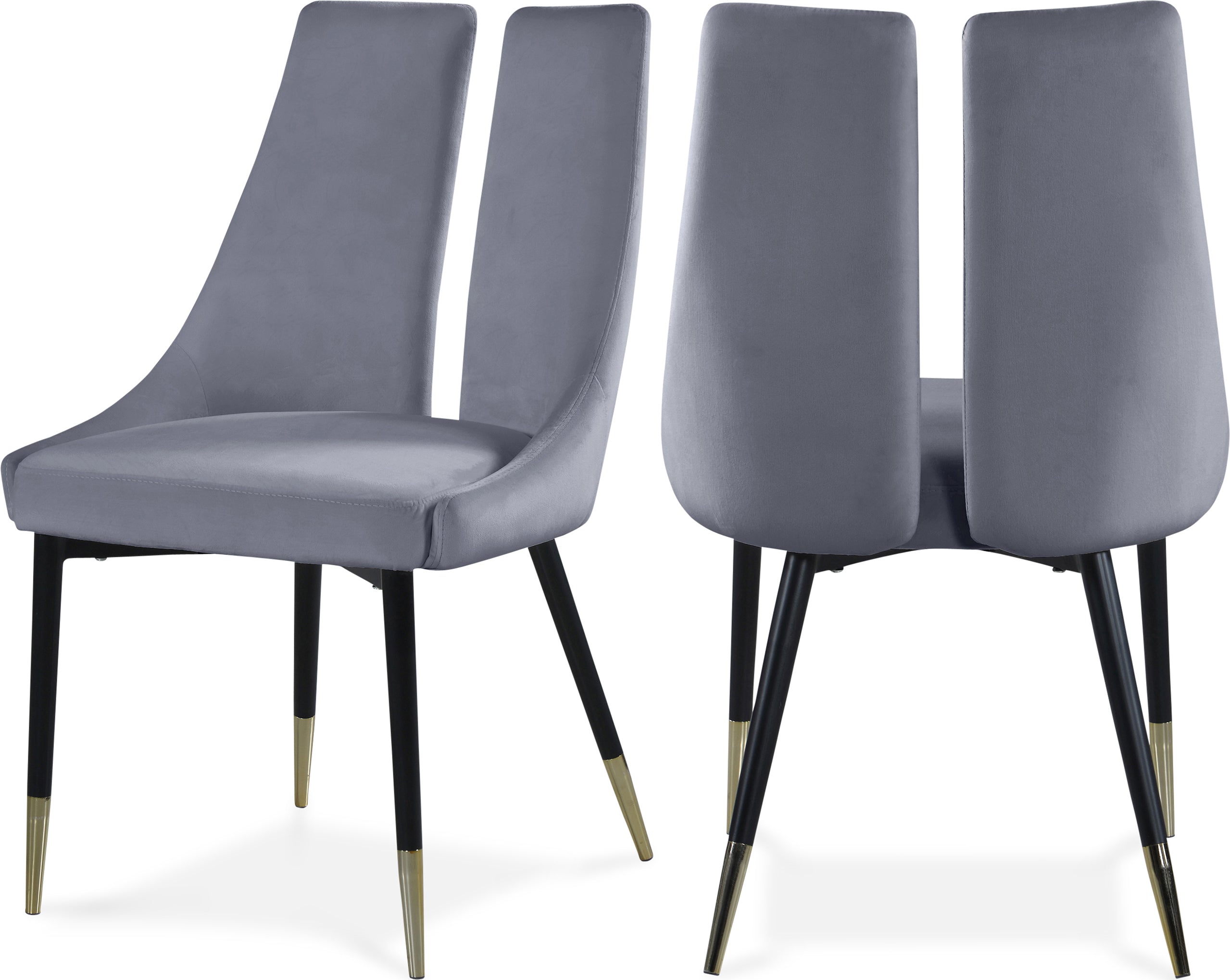 Sleek Grey Velvet Dining Chair