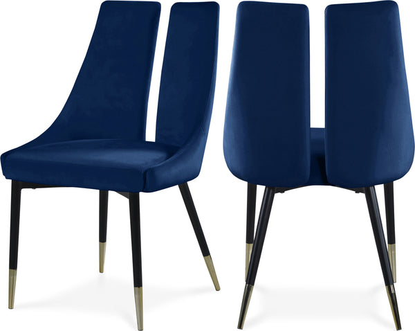 Sleek Navy Velvet Dining Chair