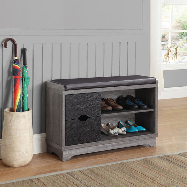 Aylin 2-drawer Storage Bench Medium Brown and Black