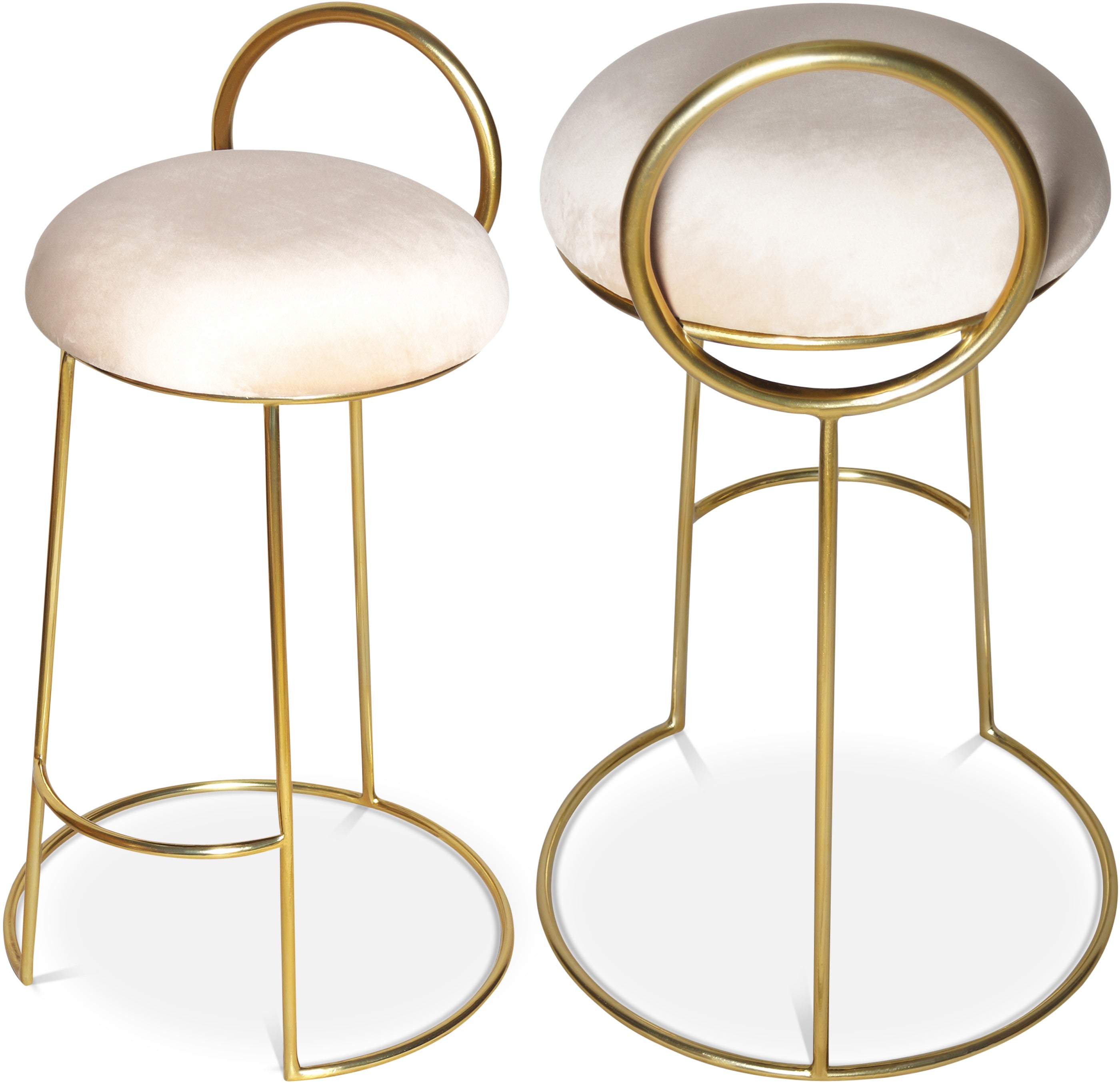 Ring Cream Velvet Counter Stool