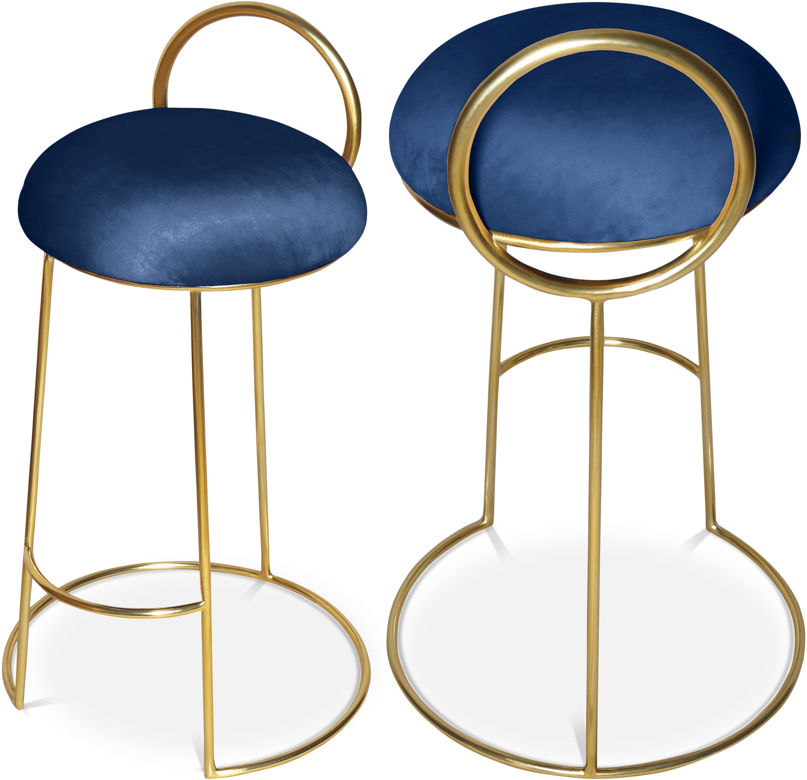 Ring Navy Velvet Counter Stool