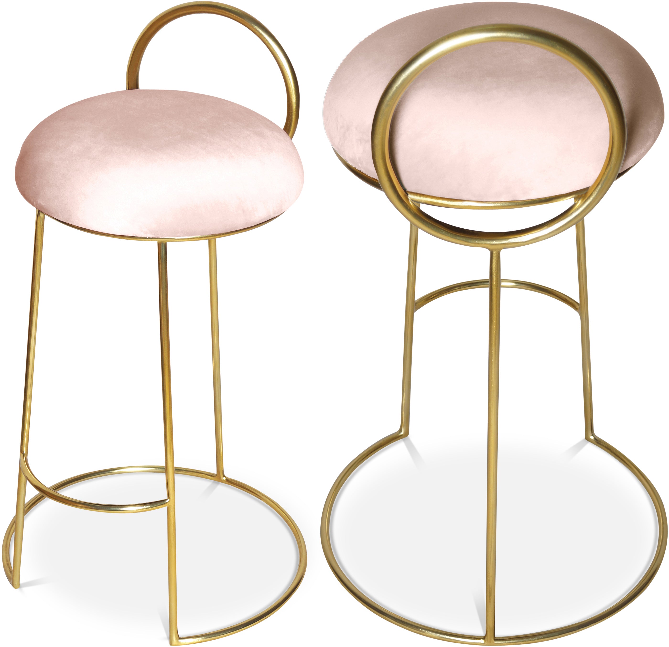 Ring Pink Velvet Counter Stool