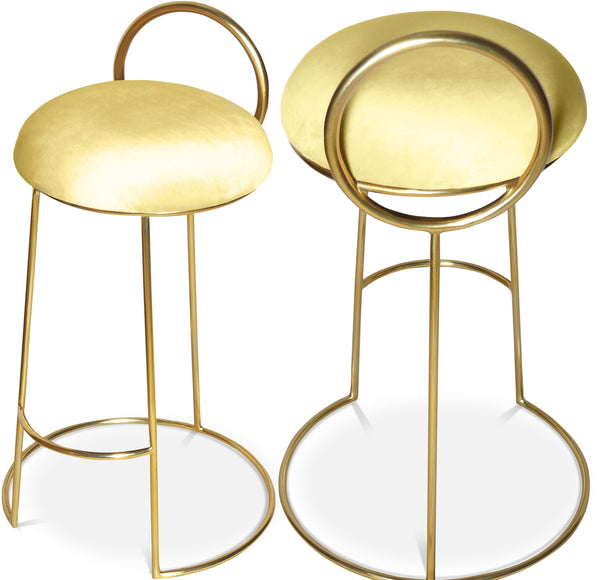 Ring Yellow Velvet Counter Stool