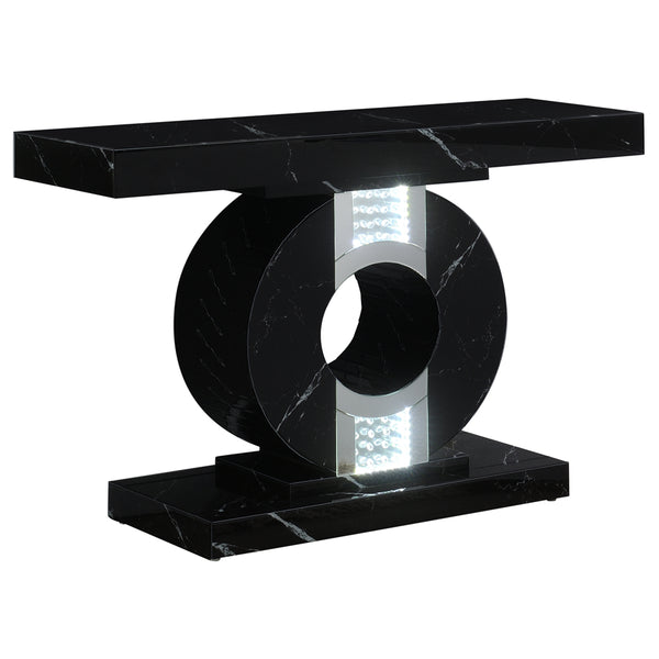 Eliana Geometric Console Table with LED Lighting Black
