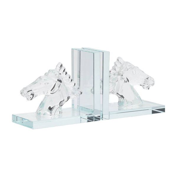 Crystal, S/2 5"h Horse Bookends