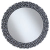 Claudette Round Wall Mirror with Textural Frame Grey