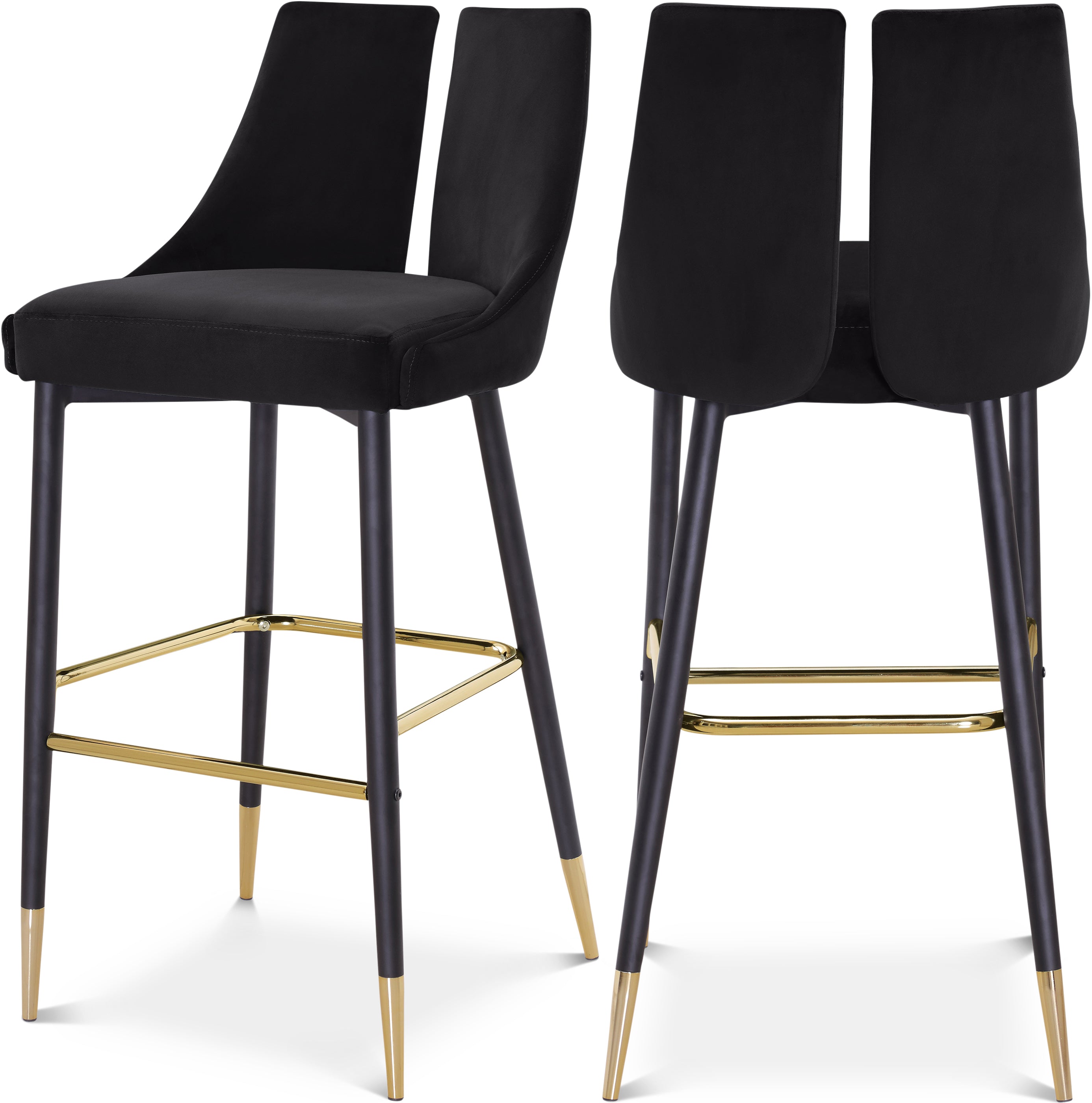 Sleek Black Velvet Stool