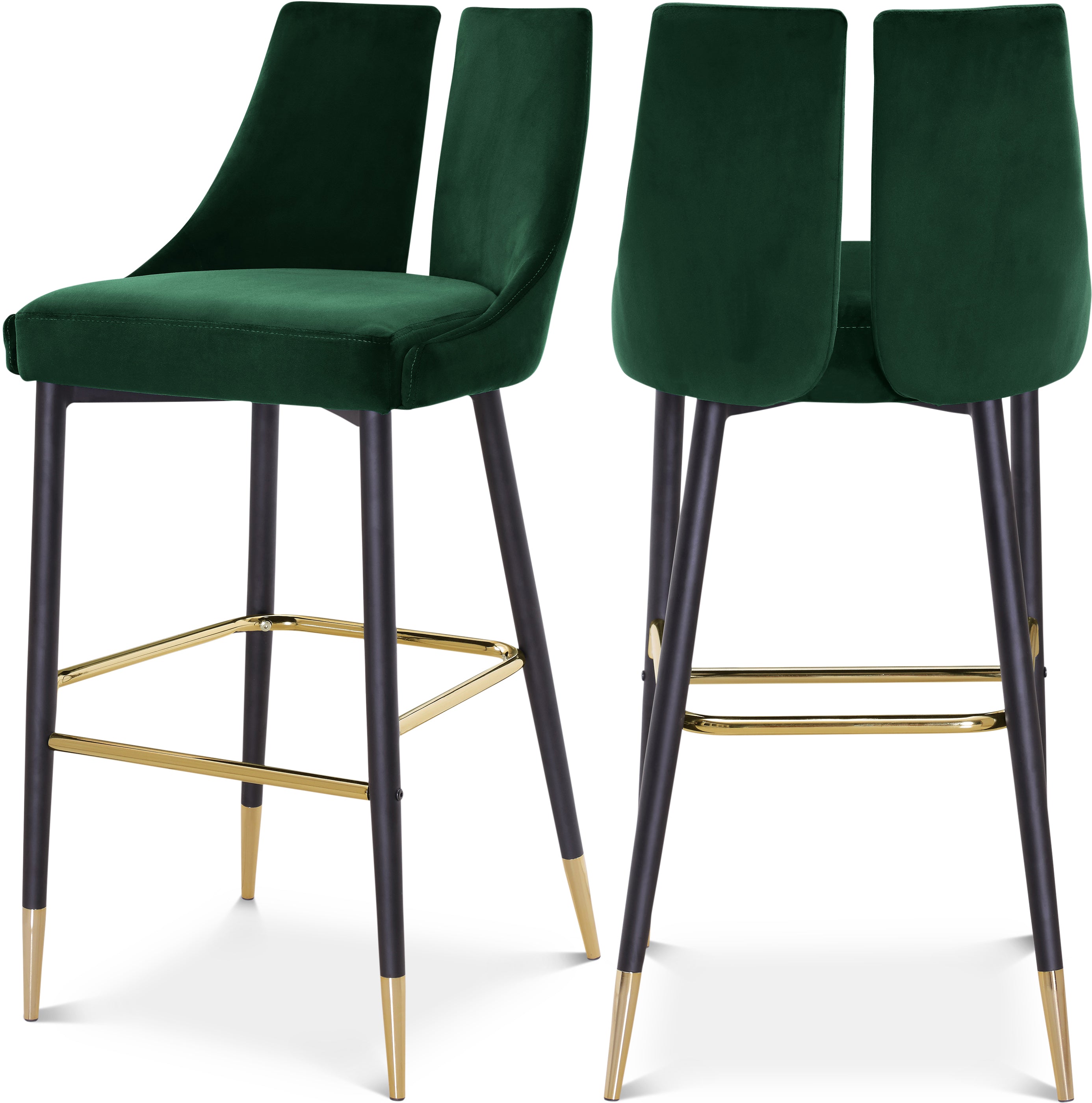 Sleek Green Velvet Stool