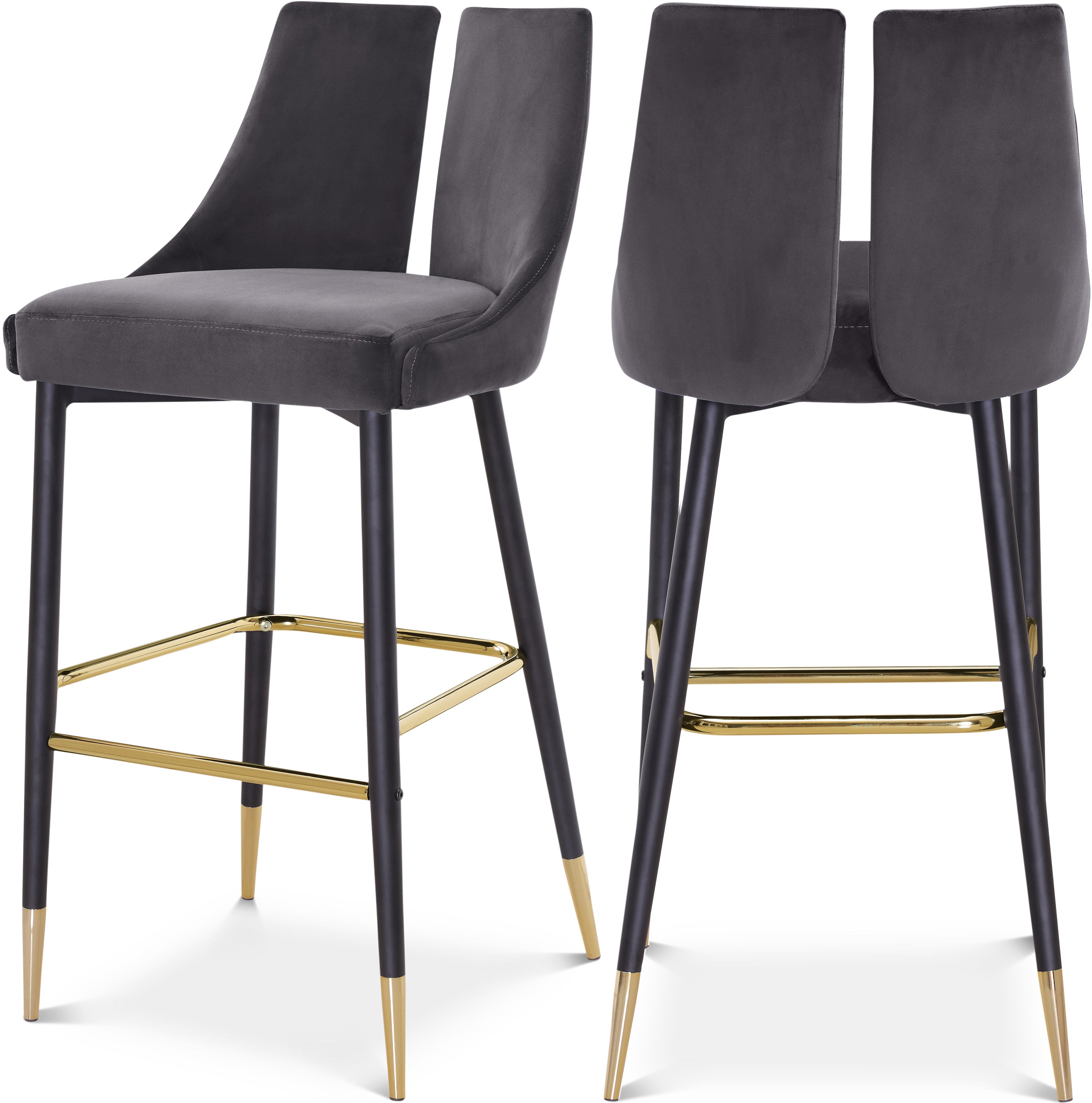 Sleek Grey Velvet Stool