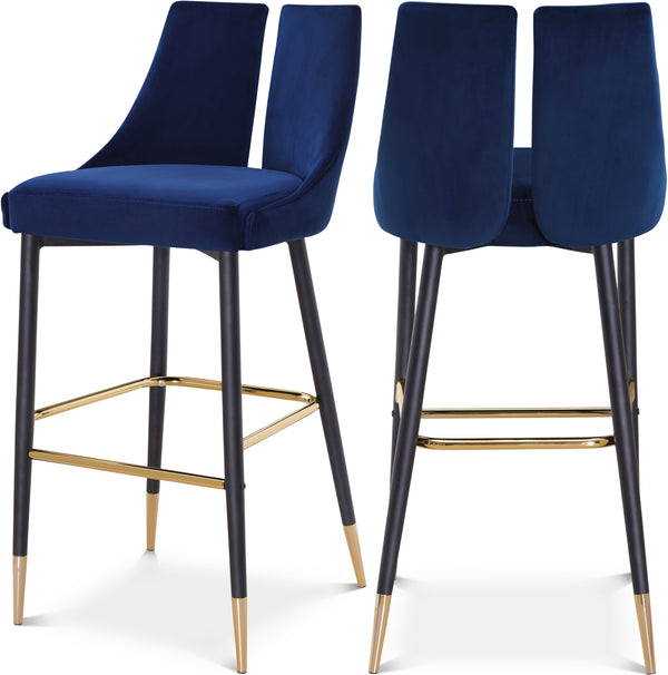 Sleek Navy Velvet Stool