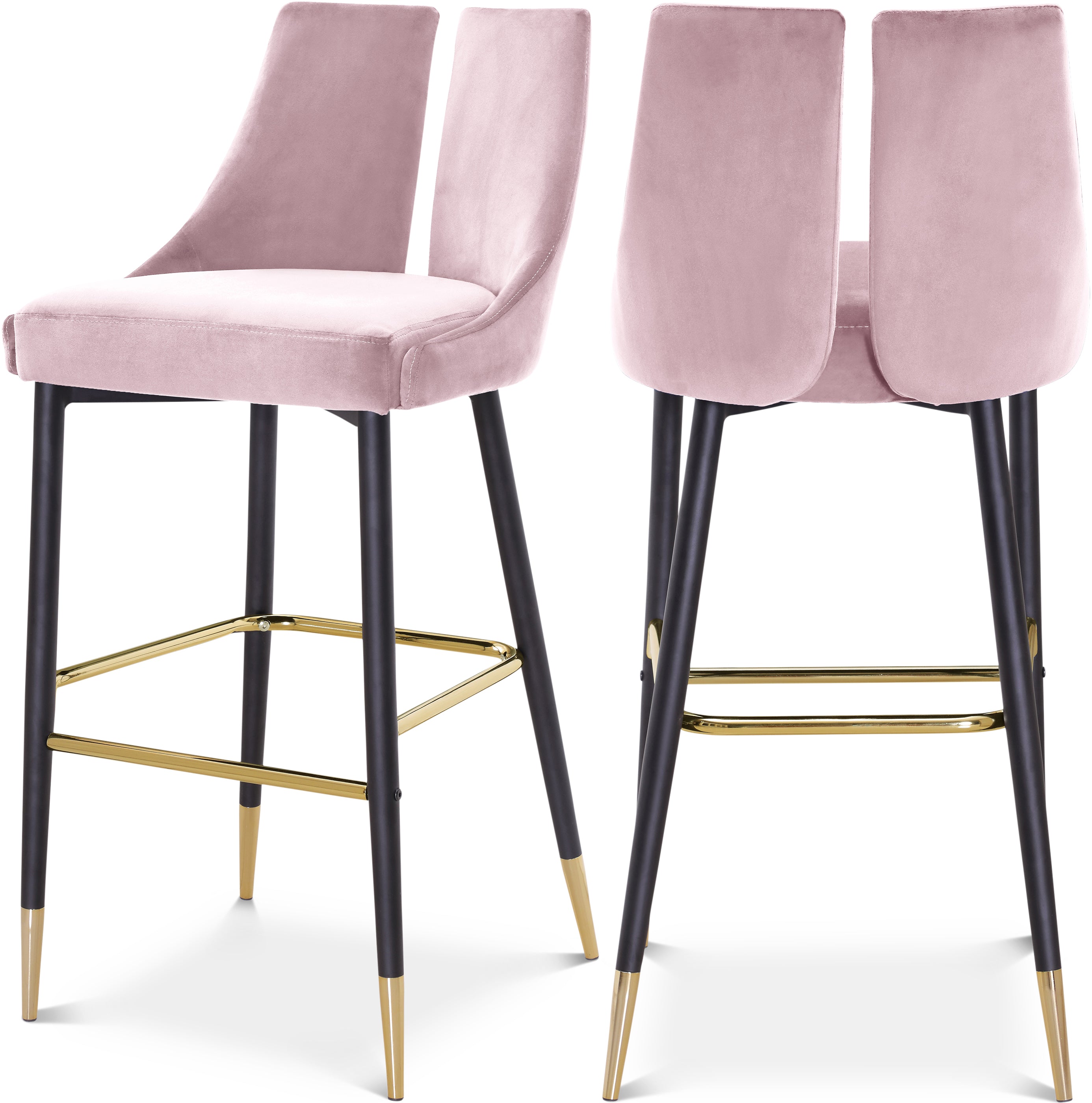 Sleek Pink Velvet Stool