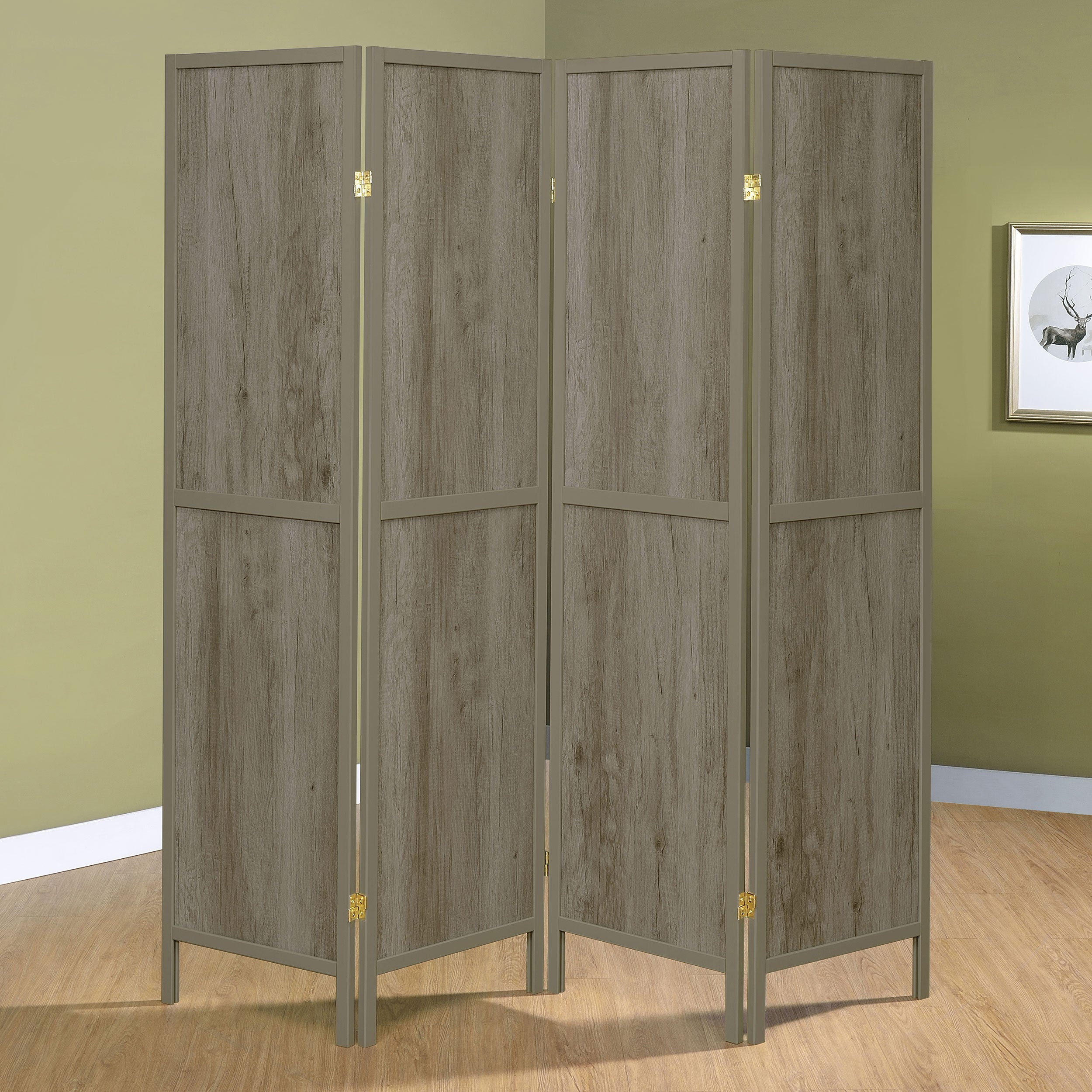 Deepika 4-panel Folding Screen Grey Driftwood