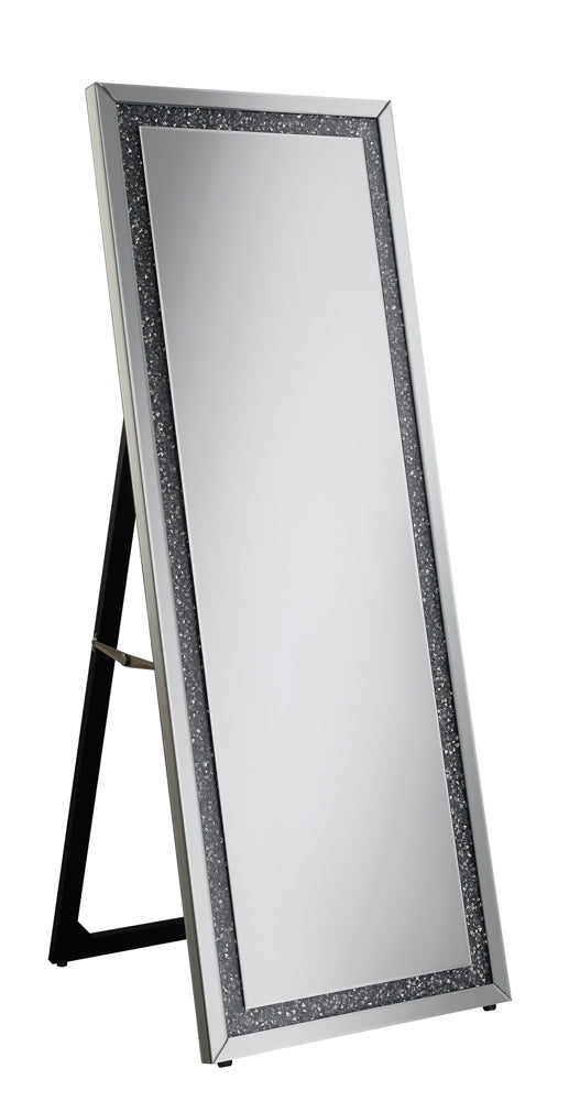 Novak Rectangular Cheval Floor Mirror Silver