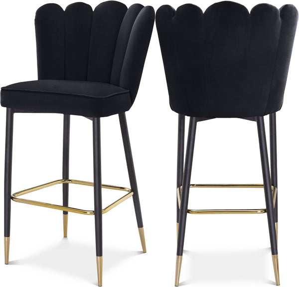 Lily Black Velvet Stool