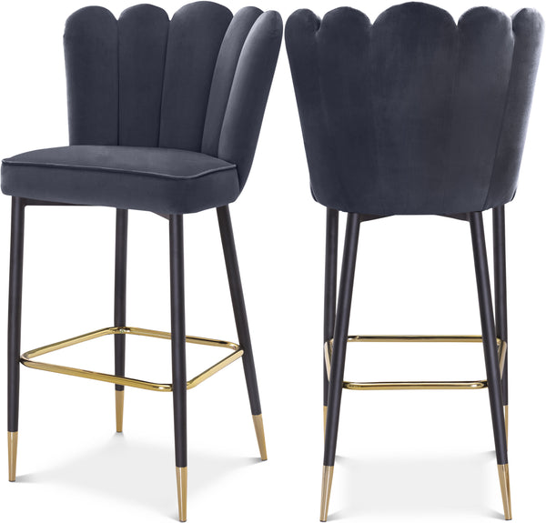 Lily Grey Velvet Stool