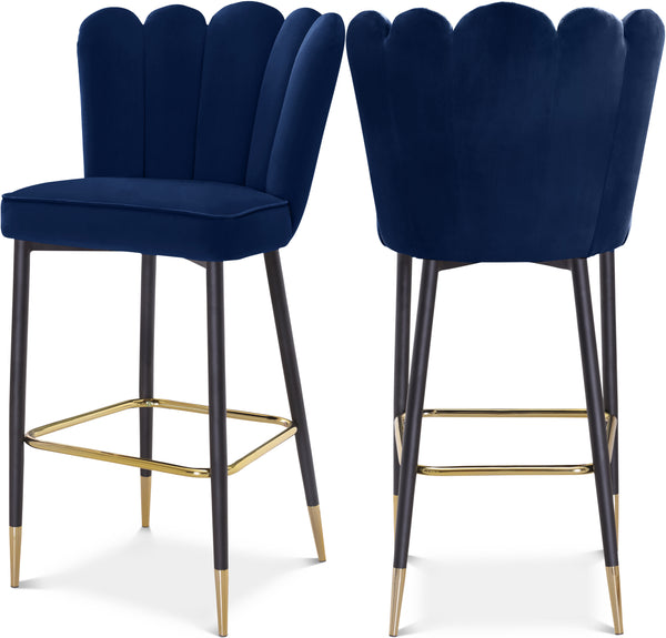 Lily Navy Velvet Stool